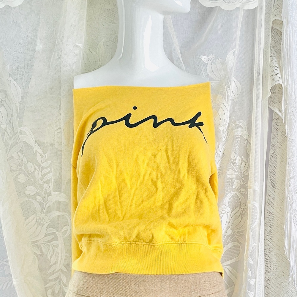 PINK Victoria's Secret Yellow Off-Shoulder Sweatshirt